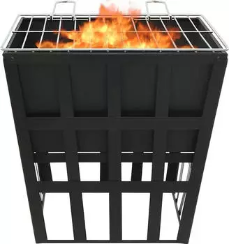vidaXL 2-in-1 Feuerstelle und Grill 34x34x48cm Stahl (315089) – Robuste Stahlverarbeitung für langlebigen Outdoor-Einsatz