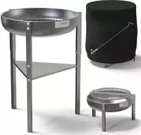 304 / V2a Feuerschale Edelstahl Grill Feuerkorb 60 Cm Set, 3 H&ouml;hen,...