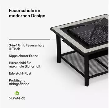 Blumfeldt Merano Feuerstelle – Robuste Materialkombination für dauerhafte Nutzung im Freien