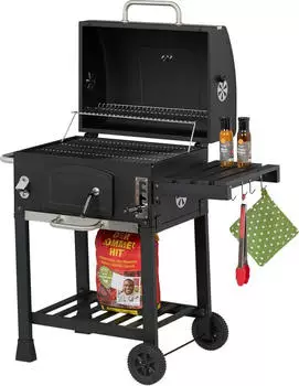 Relaxdays Holzkohlegrill Grillwagen mit Deckel (10050872)