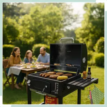 Relaxdays Holzkohlegrill Grillwagen mit Deckel (10050872) – Relaxdays Holzkohlegrill Grillwagen mit Deckel (10050872) – geselliges Grillen für 4 bis 6 Personen