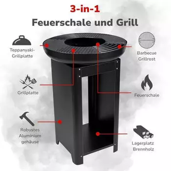 Alpina Round fire pit with cooking plate 61 x 90 cm – Alpina Round fire pit – Grillen und Wärme vereint