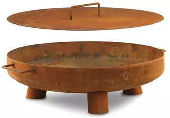 BBQ-Toro Feuerschale mit Deckel, Dreibein, Ø60cm, Rostoptik (Edelstahl)