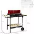 Outsunny Holzkohlegrill mit Räder höheverstellbar Grillrost Holzablage BBQ Smoker fahrbar Grillwagen für Barbeque Camping Terrasse 95 x 71,5 x 102 cm Rot