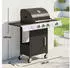 Outsunny Gasgrill inkl Seitenbrenner Flaschenöffner Thermometer Gusseisen-Grillrost Gas- BBQ Grillwagen für Balkon Party
