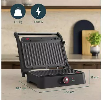 Princess Kontaktgrill 1800W 27,5×18cm schwarz (117502) – Princess Kontaktgrill 1800W 27,5×18cm schwarz (117502) – idealer Begleiter für Singles und Paare