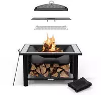 Merano Avanzato Feuerschale - 3-in-1 Feuerschale Mit Grillrost & Tisch, Robuster