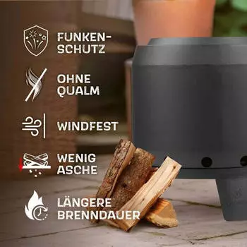 Landmann Rauchfreier Feuerkorb klein – Stabile Stahlkonstruktion für lange Grillabende