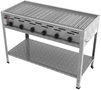ChattenGlut Professional Gastrobräter 6-flammig Standgerät 22,0kW und Einzelne Edelstahlstäbe als Rost - silber 67598327