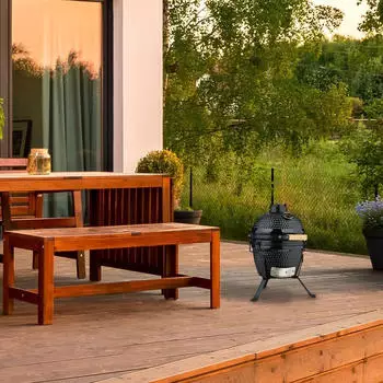 Relaxdays Kamado Ø 26 cm black – Keramikgrillfläche hält Hitze konstant für authentisches Aroma