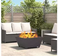 vidaXL Feuerstelle Schwarz 80 x 80 x 40 cm Stahl