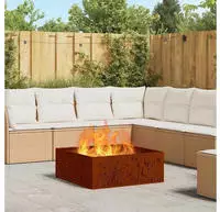 vidaXL Feuerstelle Braun 80 x 80 x 30 cm Wetterfeststahl
