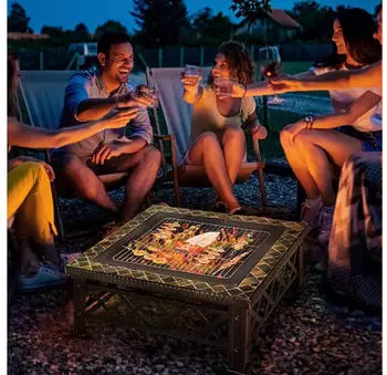 Outsunny Feuerschale mit Funkenschutz 76 x 76 x 47cm