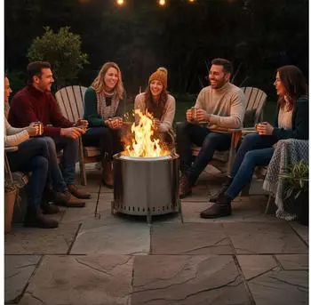 Relaxdays Feuerschale ohne Rauch 45 x 49 cm – Rostfreier Edelstahl für langlebige Outdoor-Nutzung