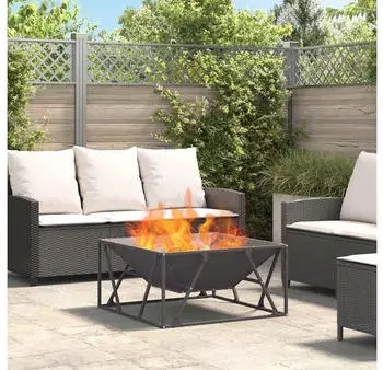 vidaXL Black garden fire pit 80 x 80 x 40 cm
