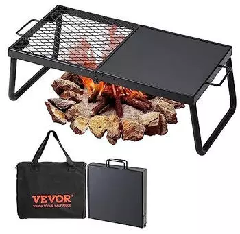 VEVOR Klappgrill Grillgitter + Grillplatte Stahl, 57x28,5x23cm, 6kg, 300&deg;C