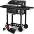 Deluke Holzkohlegrill mit Deckel OLLI [Inkl. Grillmatte Bürste & Handschuhe] Grillwagen Edelstahl-Griff Standgrill Kohlegrillwagen schwarz Metall DHH100