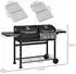 Outsunny Holzkohlgrill Gasgrill mit 2+1 Brenner Thermometer Haken Schwarz