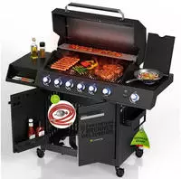 Juskys&reg; Gasgrill Tennessee 6+1 &ndash; Grillwagen Mit 6 Edelstahlbrennern, Seitenkocher,