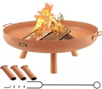 VEVOR Feuerschale Kohlenstoffstahl, Ø77cm, 15cm Tiefe, 28cm Höhe