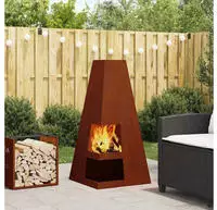 vidaXL Feuerstelle Braun 50 x 50 x 100 cm Wetterfeststahl