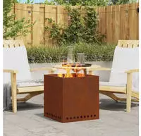 vidaXL Rauchfreier Feuerkorb Braun 48 x 48 x 50 cm Wetterfeststahl