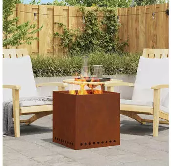 vidaXL Rauchfreier Feuergrill Quadrat 48x48x50cm Cortenstahl (858987)