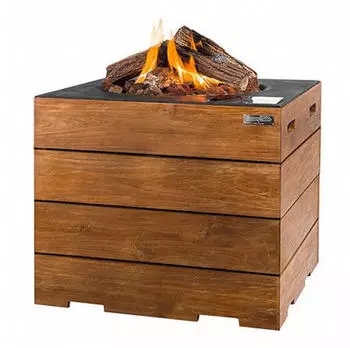 Happy Cocooning Mania Lounge & Dining Feuertisch quadratisch Teakholz/schwarz (HC151005A)