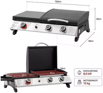Royal Gourmet PD1301H-G – Royal Gourmet PD1301H-G – Mobiler Gasgrill für Balkon und Garten