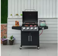 Outsunny 846-102V91BK, Outsunny Gasgrill BBQ mit 3 Brennern, je 3 kw, mobiler