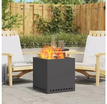 vidaXL Feuerstelle Rauchfreier Feuerkorb Schwarz 48 x 48 x 50 cm Stahl (1-St)