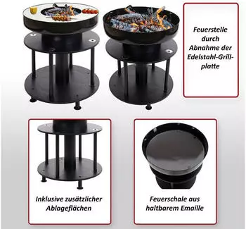 MCW Feuerschale -K95 Abnehmbare Grillplatte – MCW Feuerschale -K95 Abnehmbare Grillplatte für gesellige Grillrunden