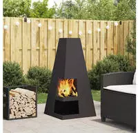 vidaXL Feuerstelle Schwarz 50 x 50 x 100 cm Stahl