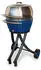 LotusGrill Holzkohlegrill XL Gartengrill Set Tiefblau, Grillwagen & Grillhaube, Edelstahl