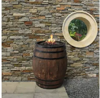 GardenForma Porvoo Gasfeuerstelle Holzfass-Optik Ø68x82cm (OFG615) – GardenForma Porvoo Gasfeuerstelle – geselliges Grillen trifft rustikale Optik