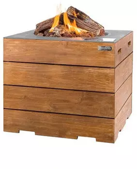 Happy Cocooning Mania Lounge&Dining Feuertisch Teakholz/grau quadratisch 19,5kW (HC151006A)