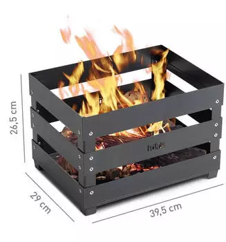 Höfats Crate schwarz Stahl 40 x 30 cm, H: 27 cm – Höfats Crate – Wandelbarer Grillrost für flexible Outdoor-Nutzung