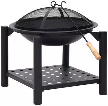vidaXL Feuerschale mit Schürhaken Stahl 54x54x55cm (313639) – vidaXL Feuerschale 54x54x55cm – gesellige Wärme für kleine Runden