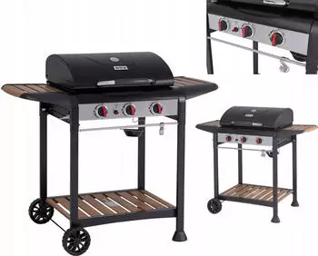 Yato Natori Gasgrill 9kW, 3 Brenner, Stahl 122x57x98cm