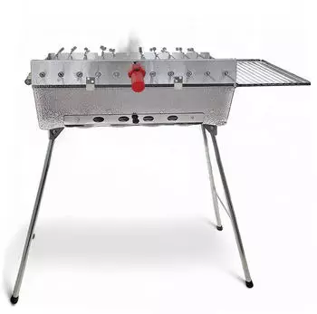Grillpeter Mangal Astana Deluxe mit 11er Spie&szlig;dreher Grillmotor USB und Powerbank BBQ Deckel Grillrost Ablage