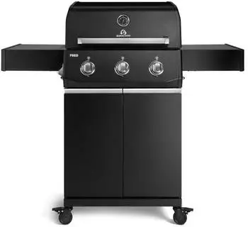 Burnhard FRED Base Gasgrill 3-Brenner Series 4 Black Edition mit Gusseisenrost