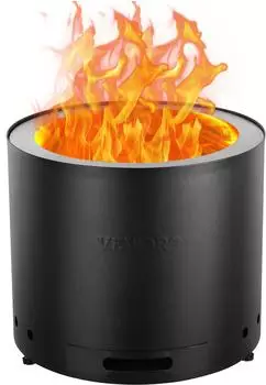 VEVOR Rauchfreie Feuerschale &Oslash;38cm, H32cm, Edelstahl SUS430, mit Aschepfanne (6834-38)