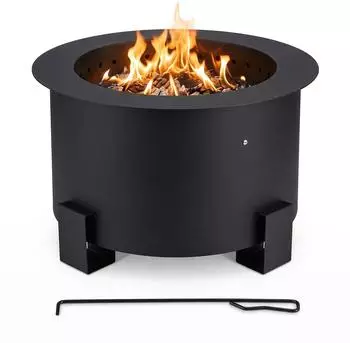 Relaxdays Feuerschale rauchfrei Stahl &Oslash; 56cm, Schwarz