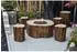 GardenForma Manchester Gasfeuerstelle Sitzgruppe Faserbeton Baumstamm-Optik, 4 Hocker