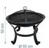 Relaxdays Feuerschale mit Grillrost und Funkenschutz, Metall, Schwarz, 55x50x55cm