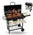 Relaxdays Holzkohlegrill Grillwagen XXL mit Deckel und Thermometer, schwarz/natur