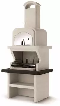 Palazzetti Balos Kombi-Grillkamin mit Holzbackofen, Betonstein, 118x92x265cm (803109200(A))