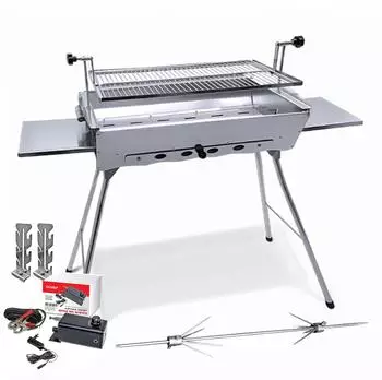 Grillpeter Mangal Ideal Holzkohlegrill, Edelstahl 2mm, Drehspie&szlig; Motor (8091510)