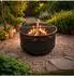 Relaxdays Feuerschale mit Grillrost, Metall, Schwarz, 61x38x61cm