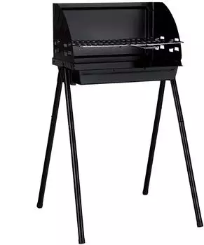 Haushalt International Standgrill Holzkohlegrill emailliert, verchromter Grillrost, Windschutz (64256)